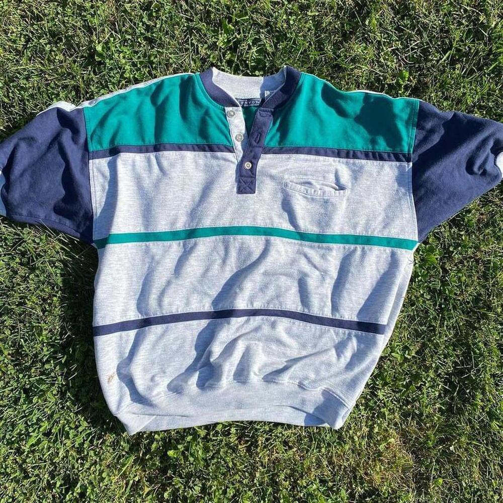Vintage Envoy Short Sleeve Colorblock Sweatshirt Style Polo Shirt Size L